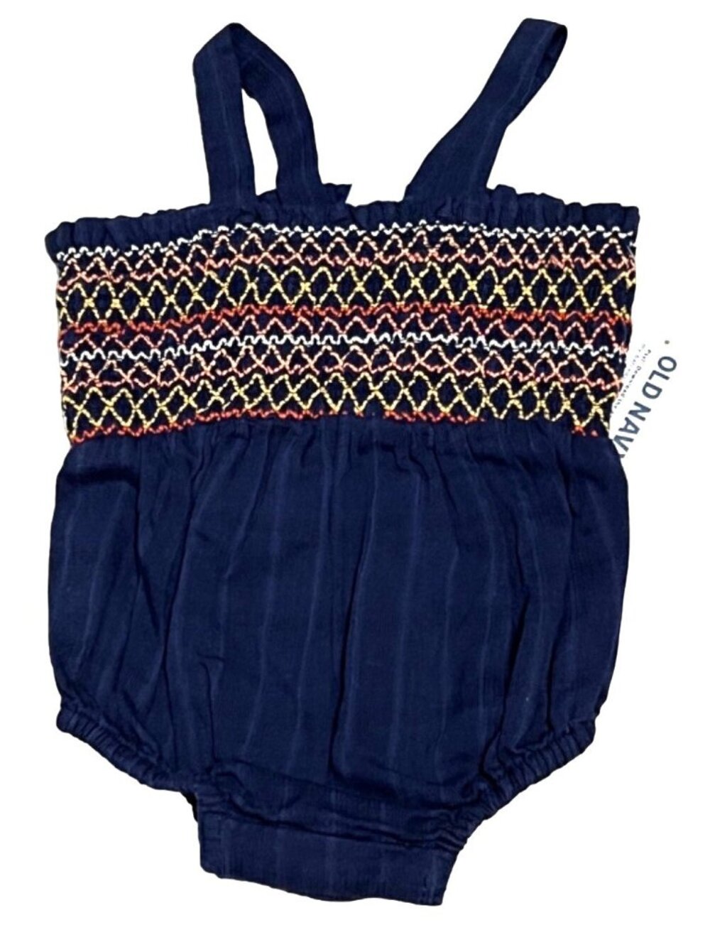 Old Navy girl 3m 6m NWT bubble romper navy blue smock tank white yellow summer